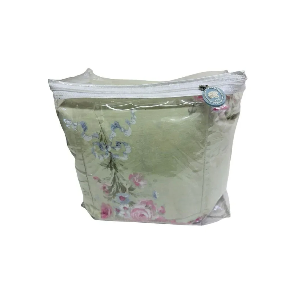 Simply Shabby Chic Blush Beauty Green Bouquet Rose Ruffle Duvet Set Full/Queen‎